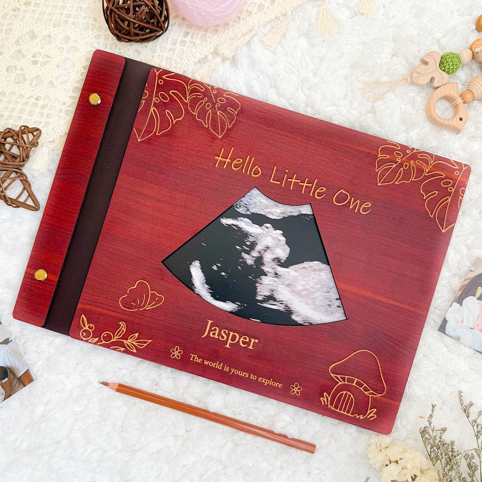 Personalized Baby Photo Album – Custom Wooden Cover with Baby’s Name - Image 3