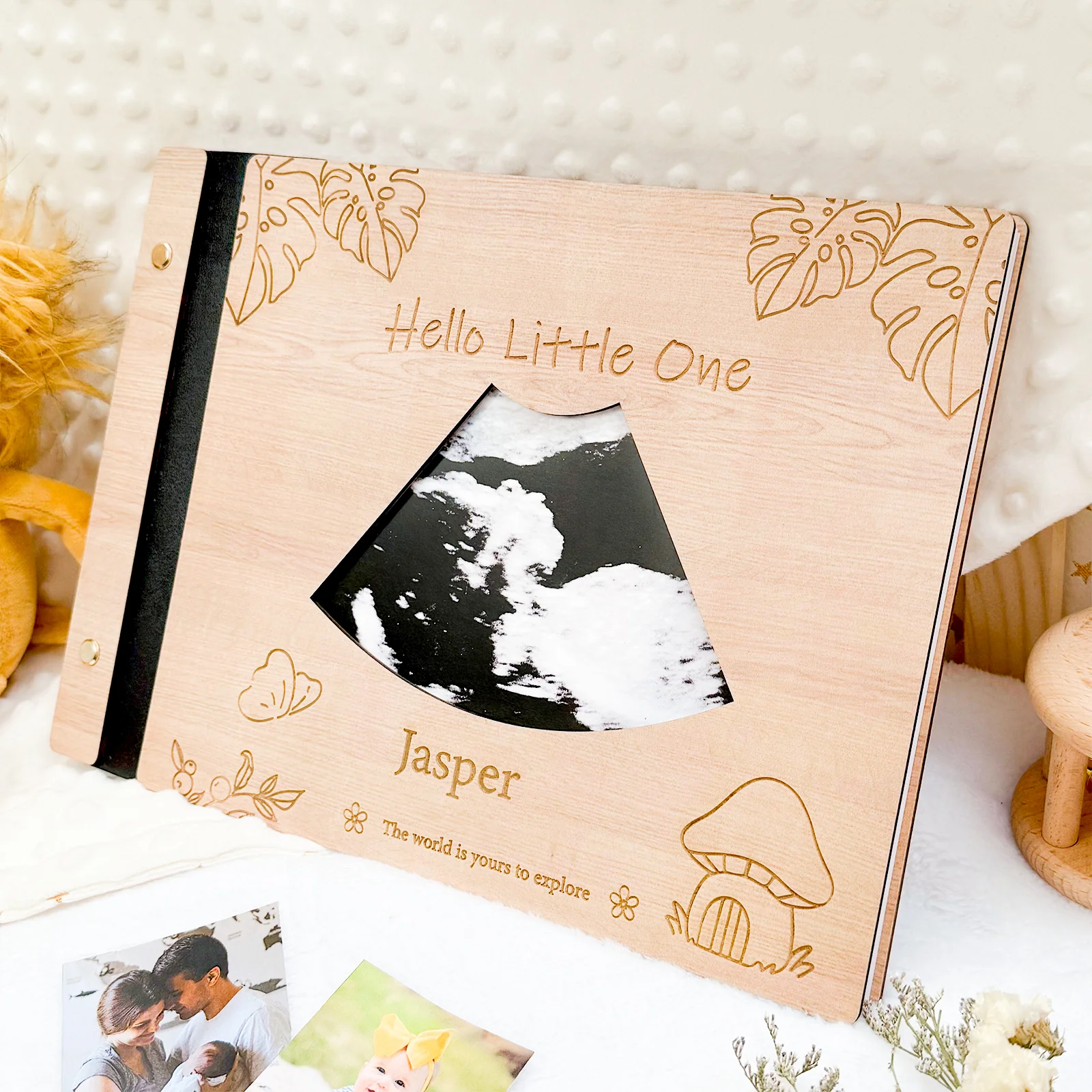 Personalized Baby Photo Album – Custom Wooden Cover with Baby’s Name - Image 5