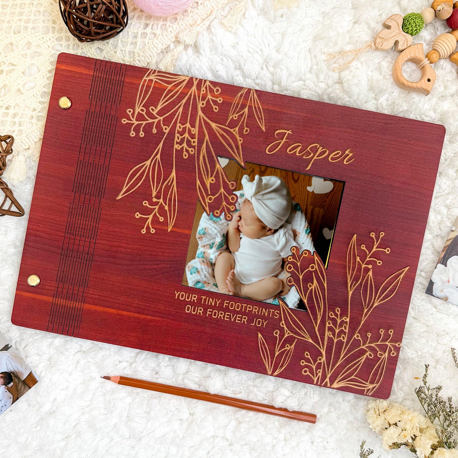 Personalized Baby Photo Album – Custom Wooden Cover with Baby’s Name - Image 5