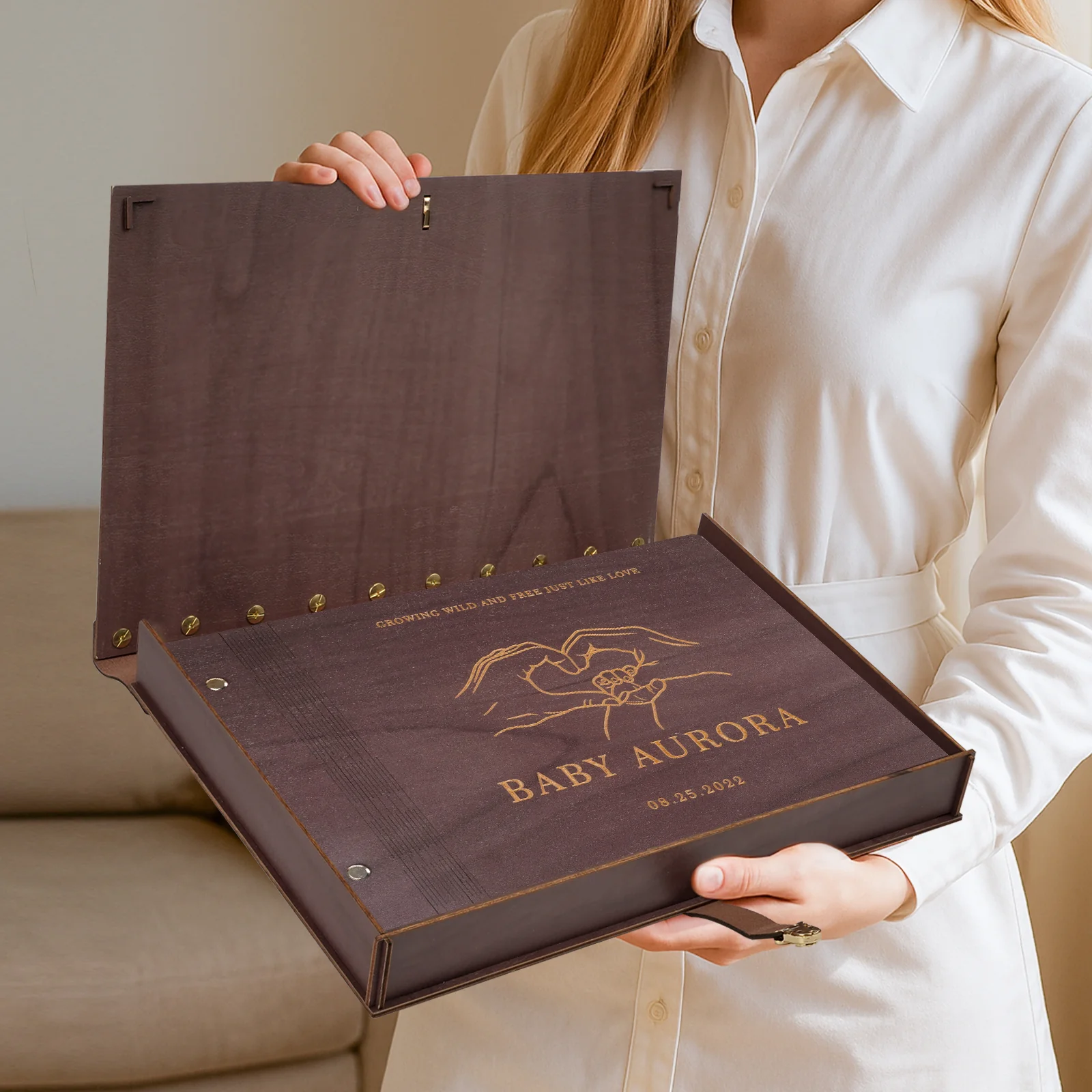 Personalized Wooden Baby Photo Album – Custom Engraving with Name and Date - Image 11
