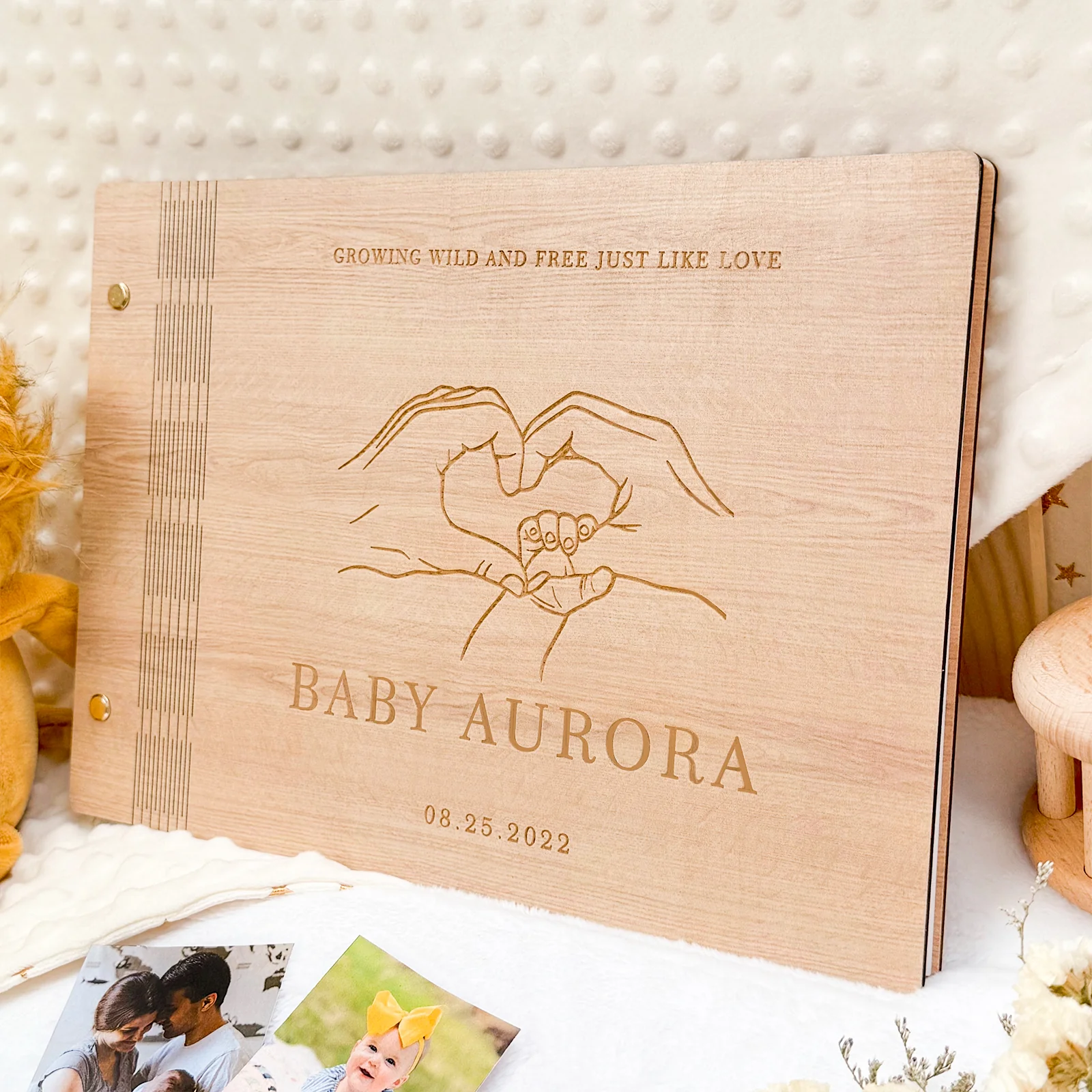 Personalized Wooden Baby Photo Album – Custom Engraving with Name and Date - Image 7