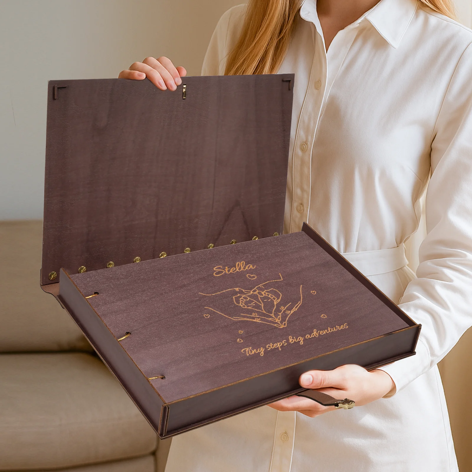 Personalized Wooden Baby Photo Album – Engraved with Baby’s Name - Image 11