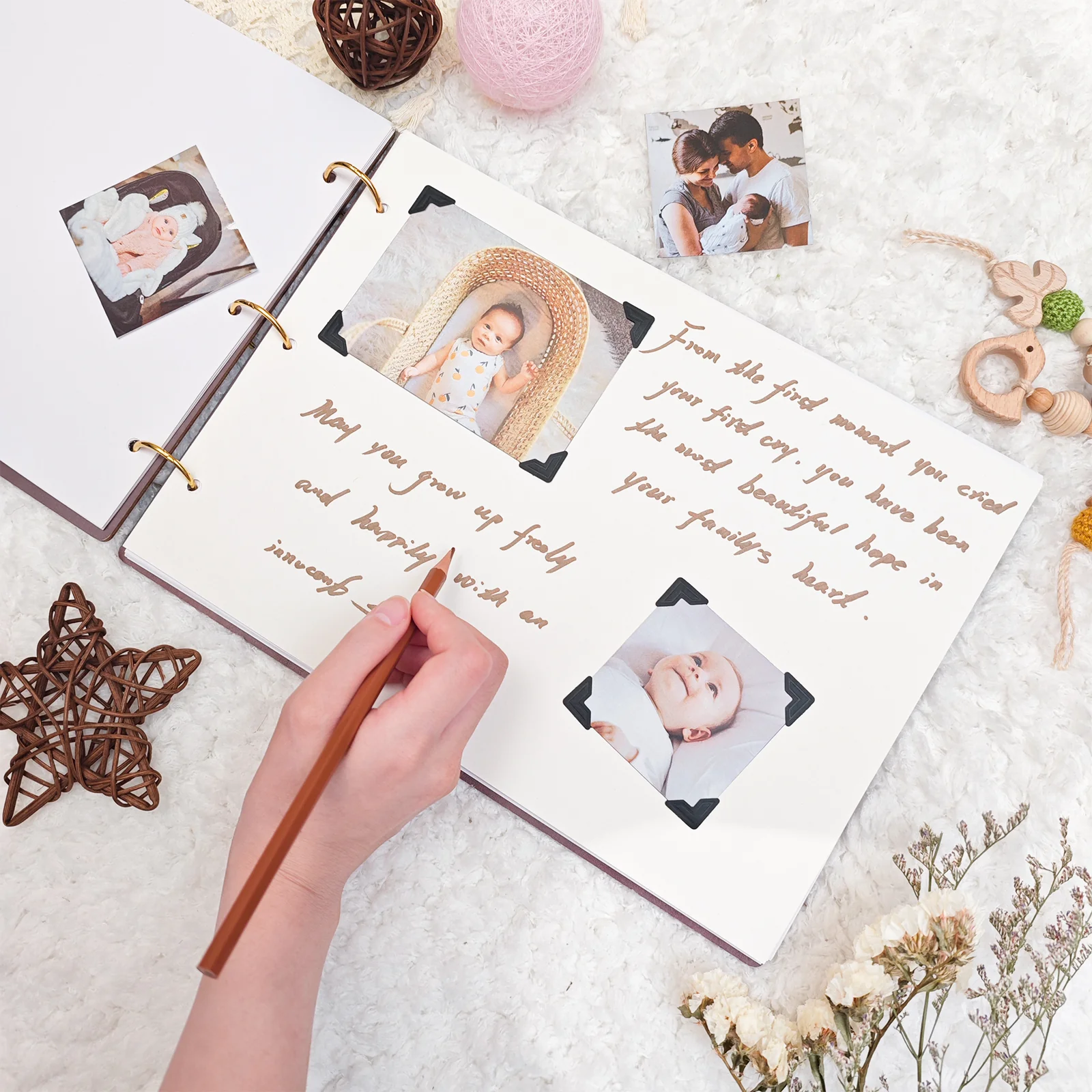 Personalized Wooden Baby Photo Album – Engraved with Baby’s Name - Image 4