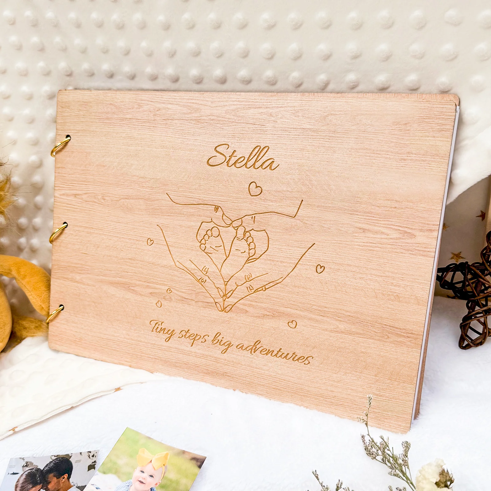 Personalized Wooden Baby Photo Album – Engraved with Baby’s Name - Image 5