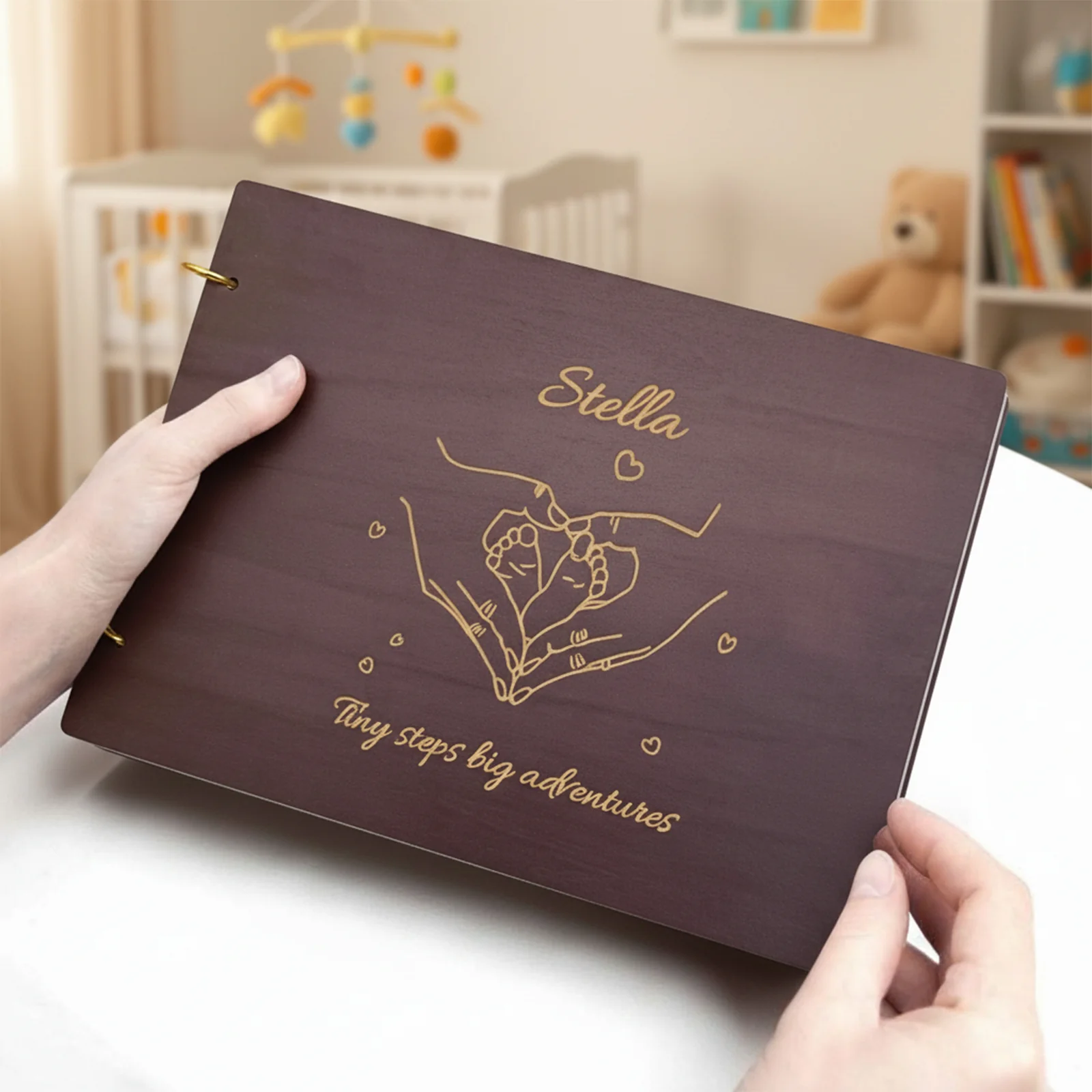 Personalized Wooden Baby Photo Album – Engraved with Baby’s Name - Image 7
