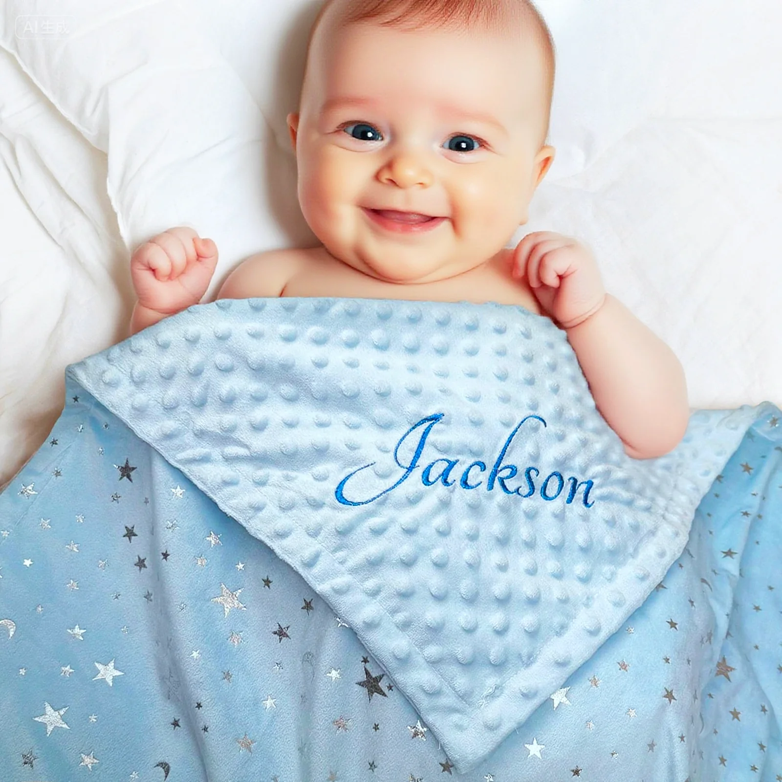 Personalized Baby Minky Dot Blanket with Name - Image 11