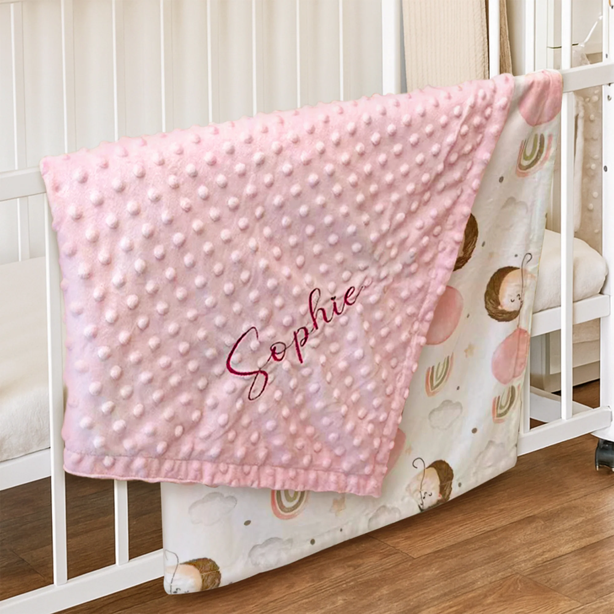 Personalized Baby Minky Dot Blanket with Name - Image 12
