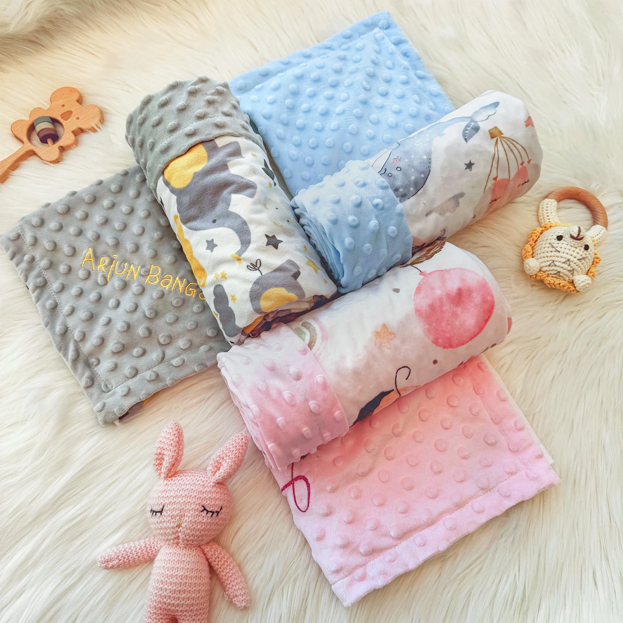 Personalized Baby Minky Dot Blanket with Name - Image 13