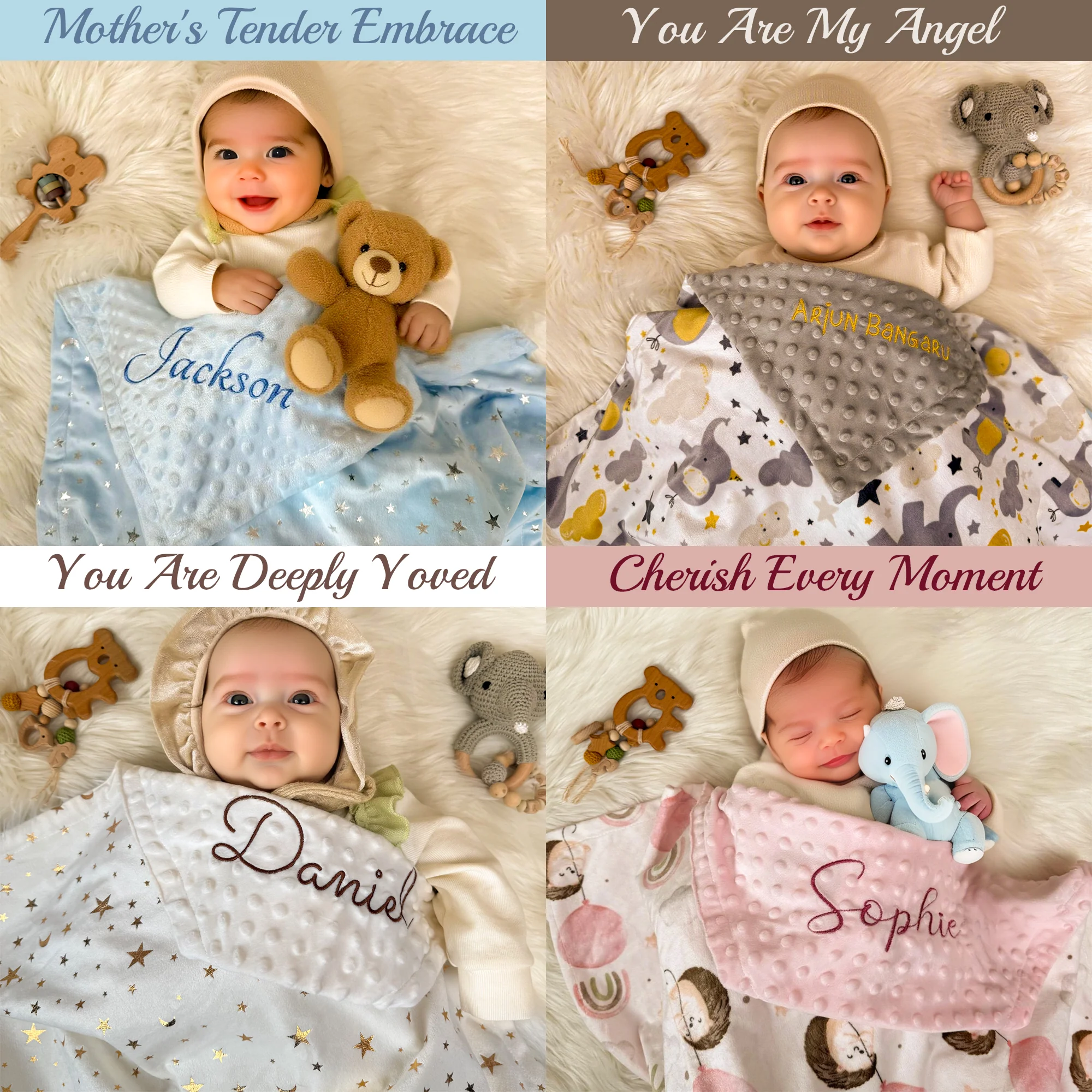 Personalized Baby Minky Dot Blanket with Name - Image 3