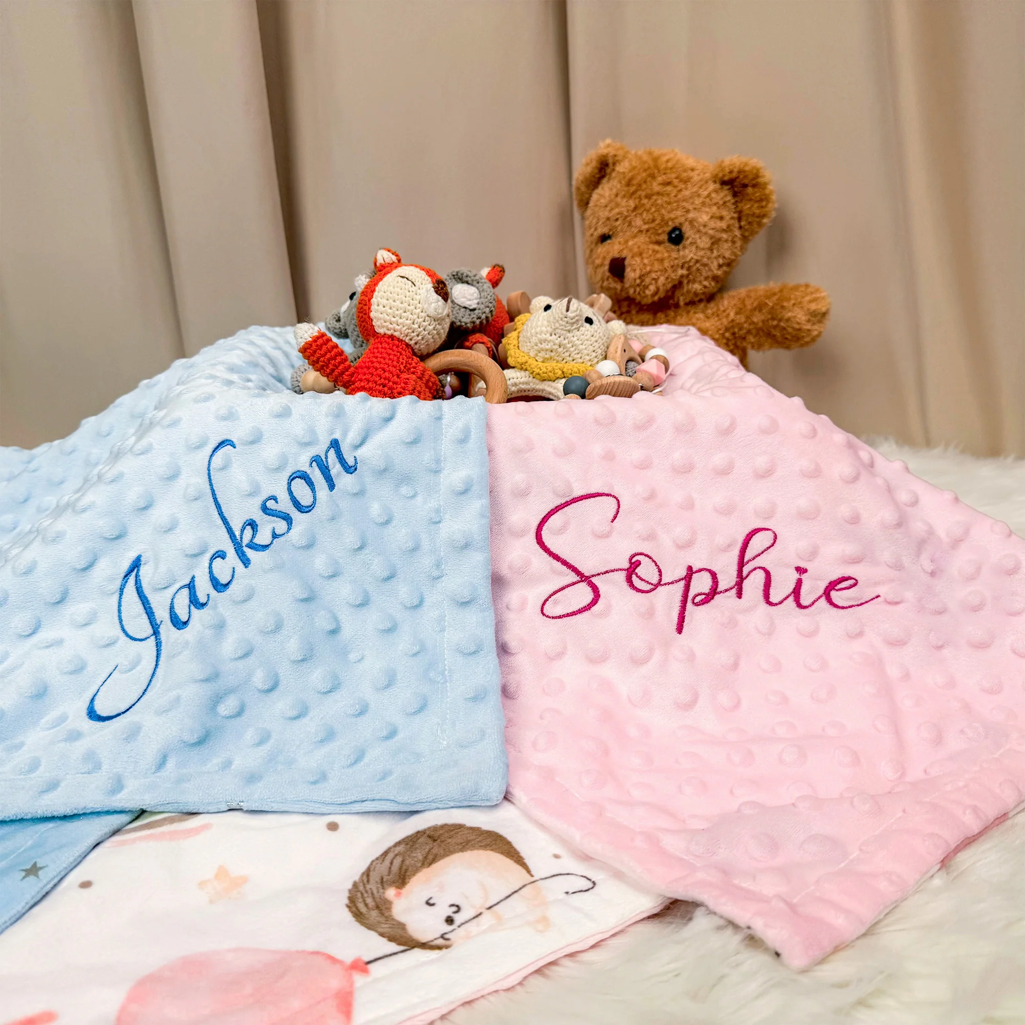 Personalized Baby Minky Dot Blanket with Name - Image 6