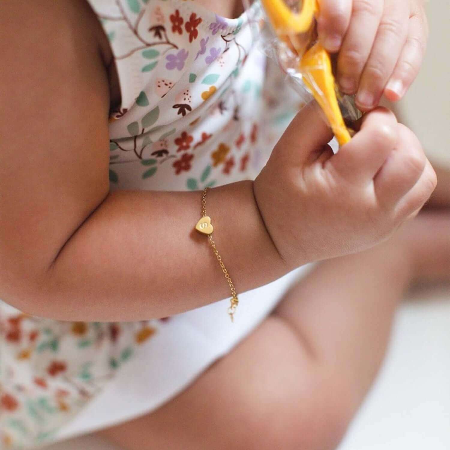 Personalized Baby Tiny Heart Initial Bracelet - Image 4