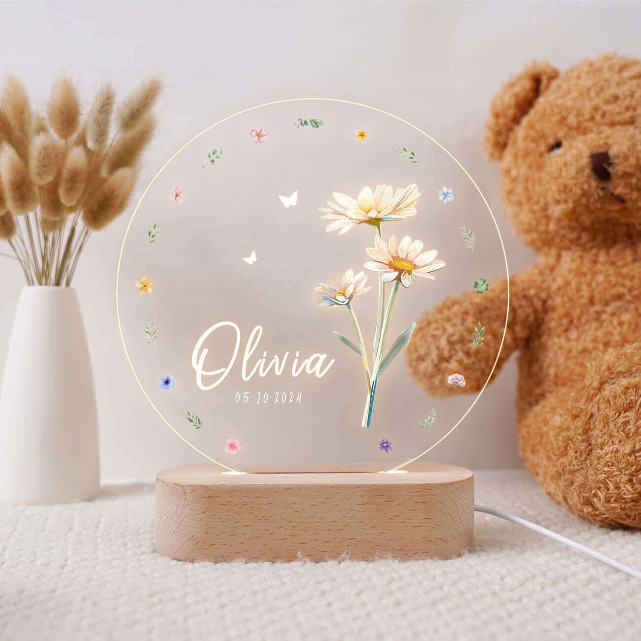Personalized Birth Flower Name Night Light - Image 5