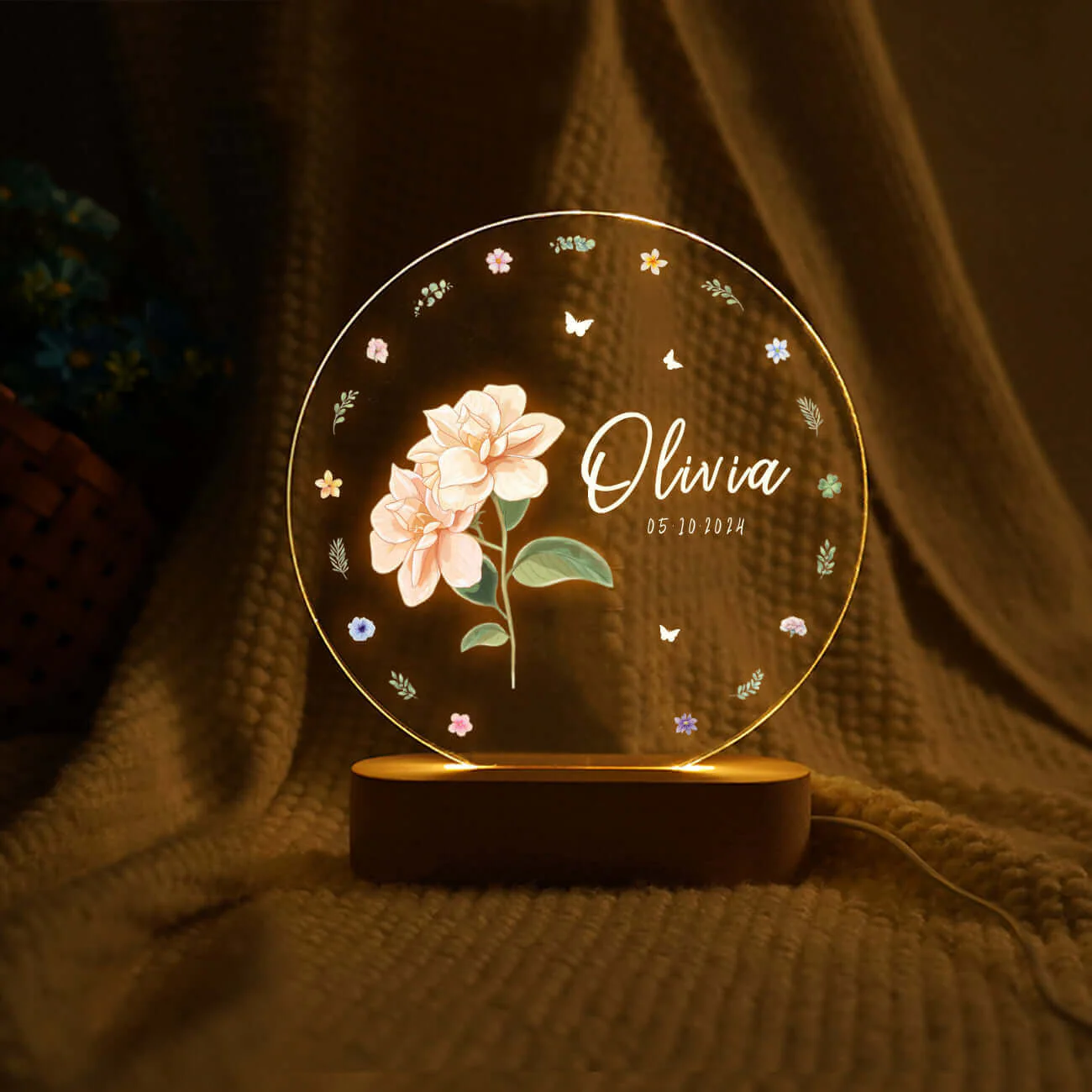 Personalized Birth Flower Name Night Light - Image 6