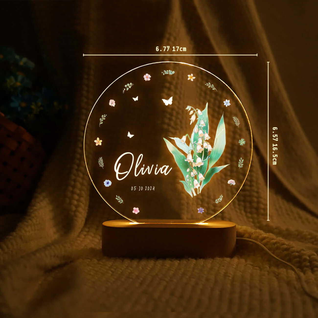 Personalized Birth Flower Name Night Light - Image 9