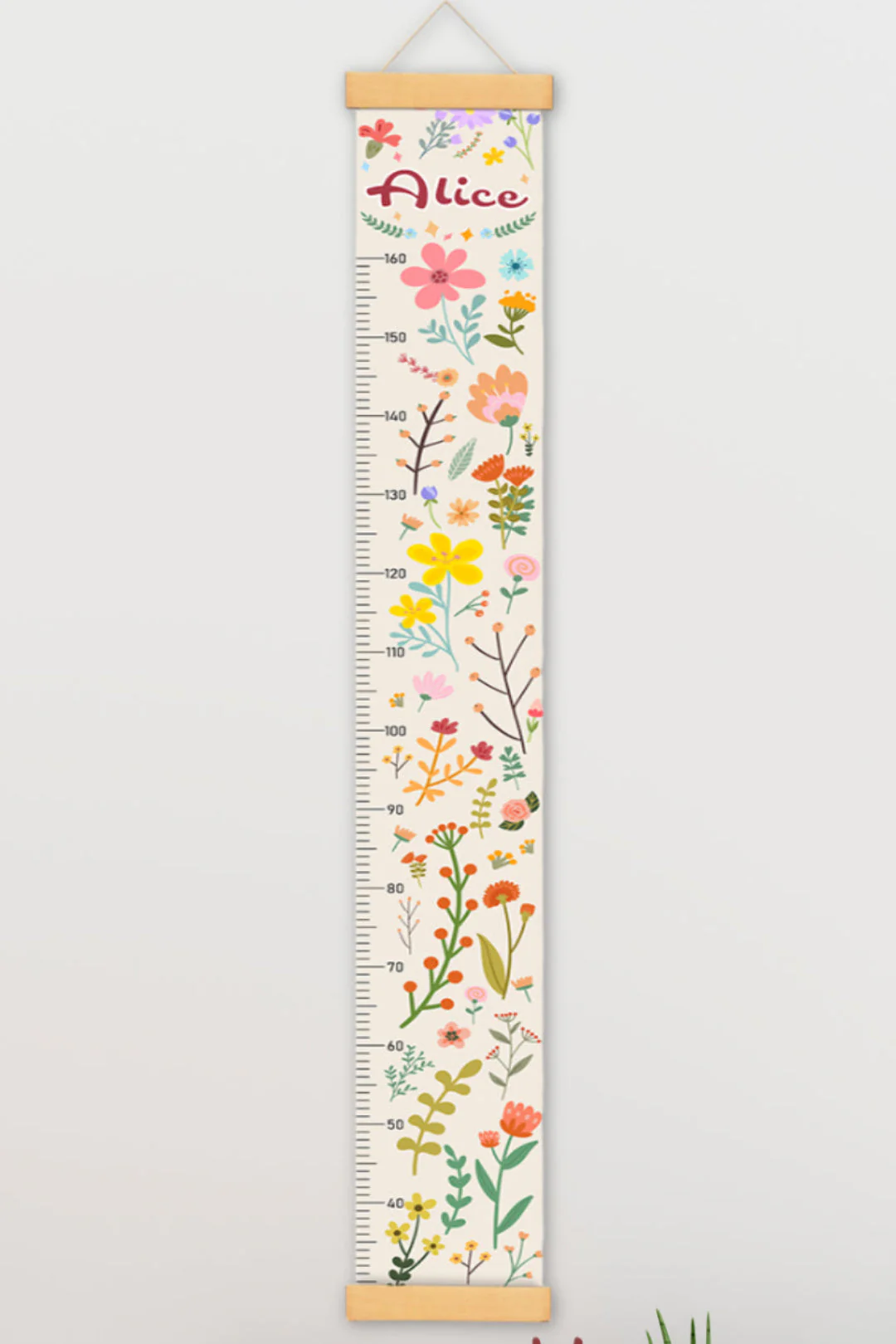Personalized Blooming Flowers Hanging Canvas Height Ruler - Image 2