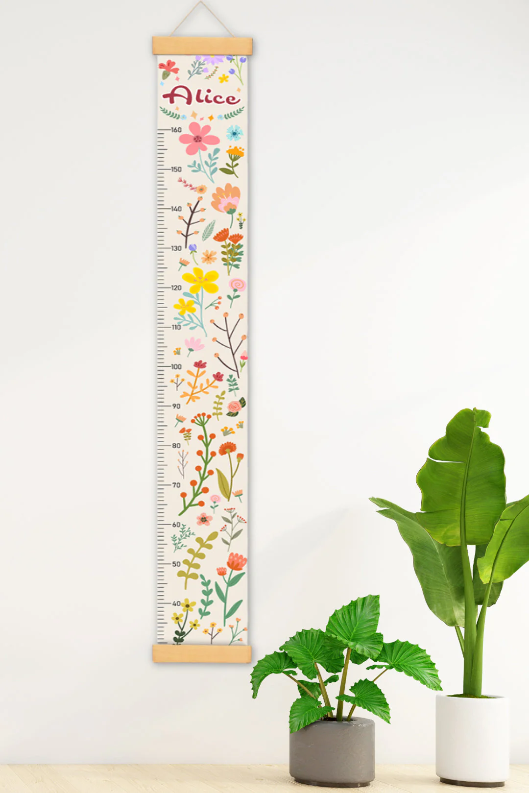 Personalized Blooming Flowers Hanging Canvas Height Ruler - Image 4