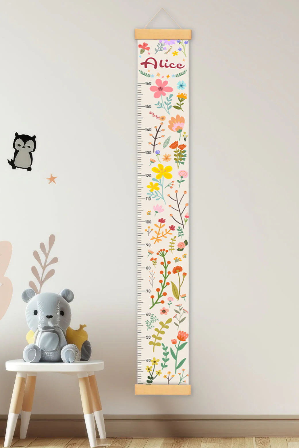 Personalized Blooming Flowers Hanging Canvas Height Ruler - Image 5