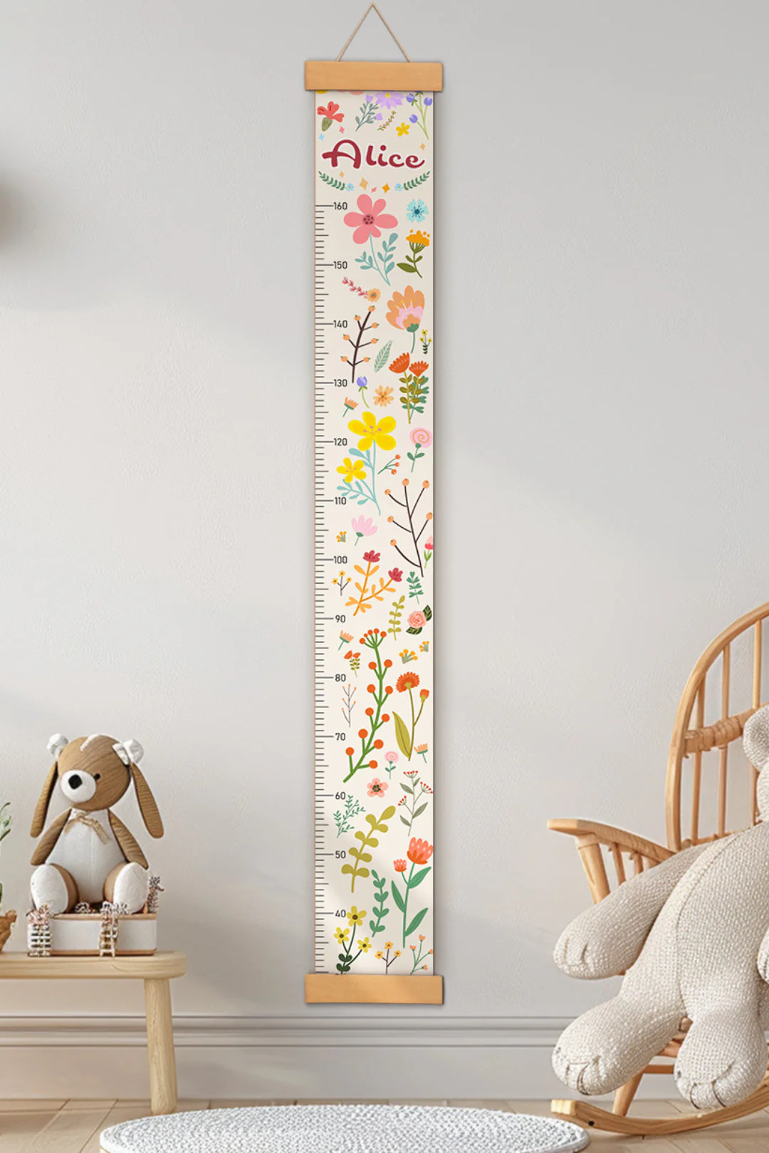 Personalized Blooming Flowers Hanging Canvas Height Ruler - Image 6