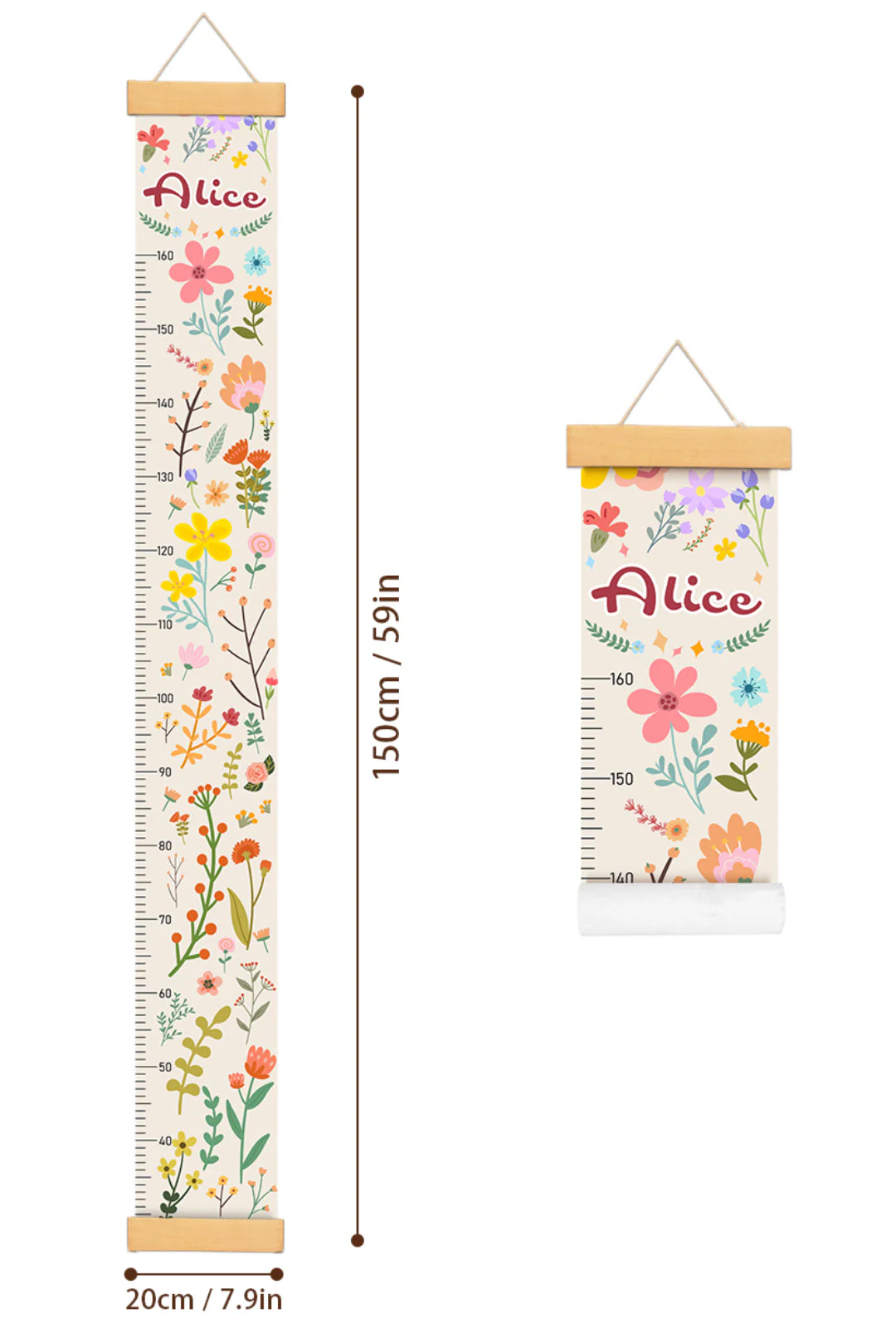 Personalized Blooming Flowers Hanging Canvas Height Ruler - Image 7
