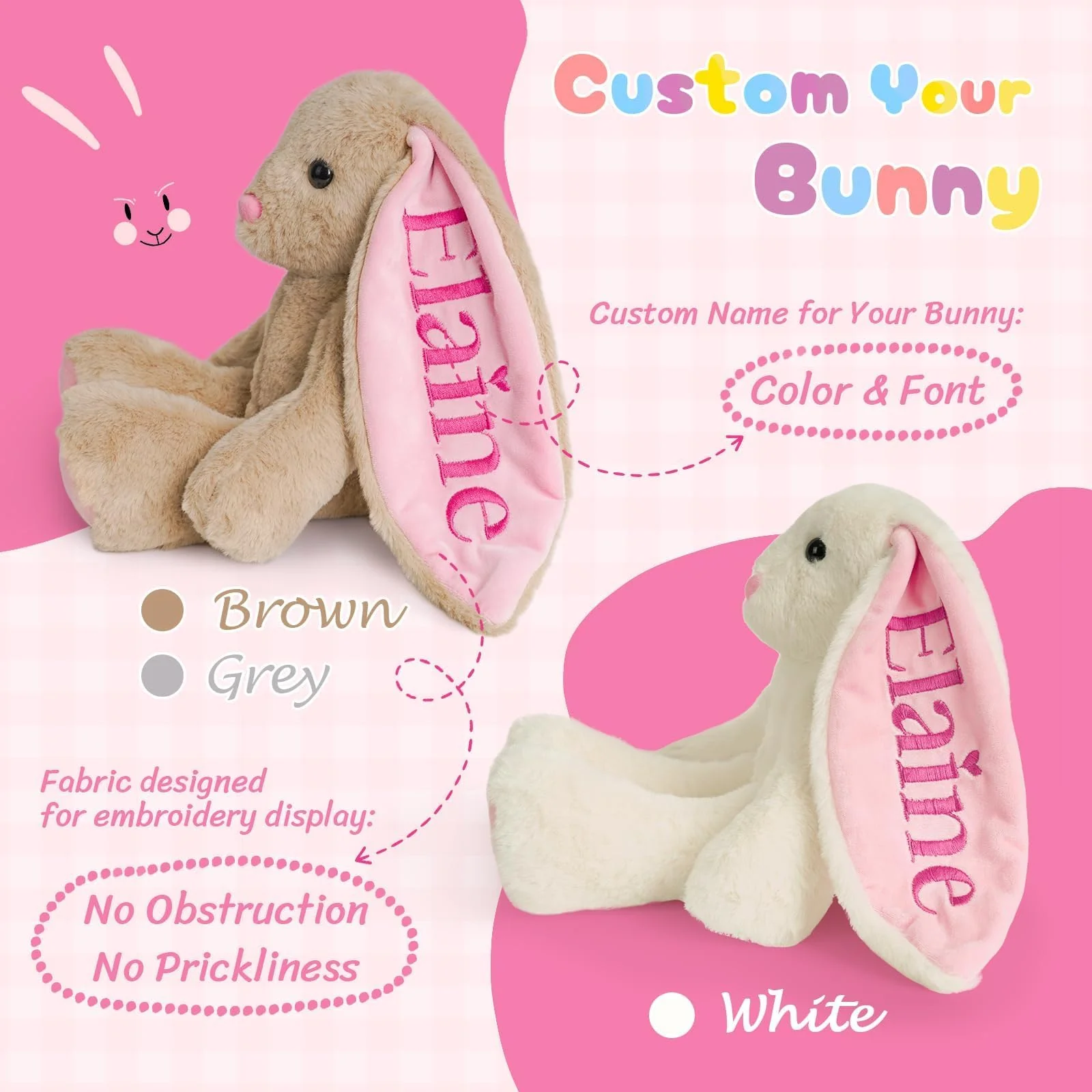Personalized Plush Bunny – Soft Toy for Kids with Custom Name - Image 4