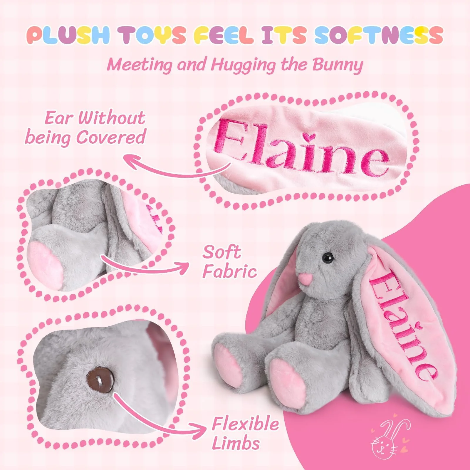 Personalized Plush Bunny – Soft Toy for Kids with Custom Name - Image 5
