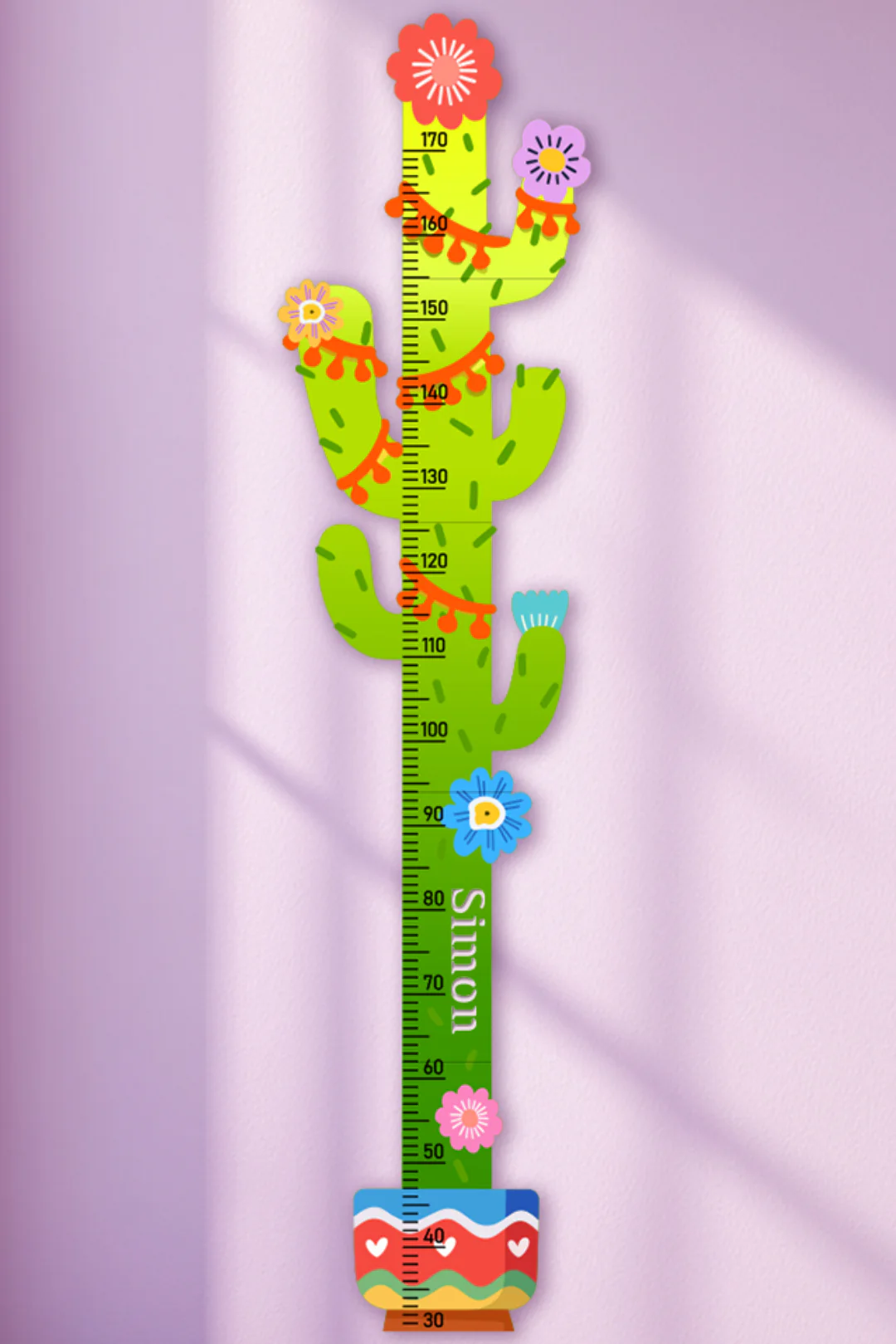 Personalized Cactus Wooden Growth Chart for Kids