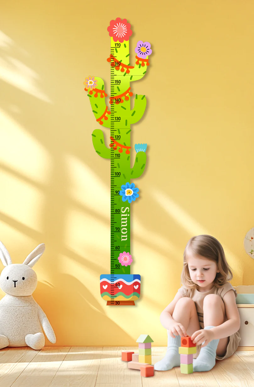 Personalized Cactus Wooden Growth Chart for Kids - Image 2