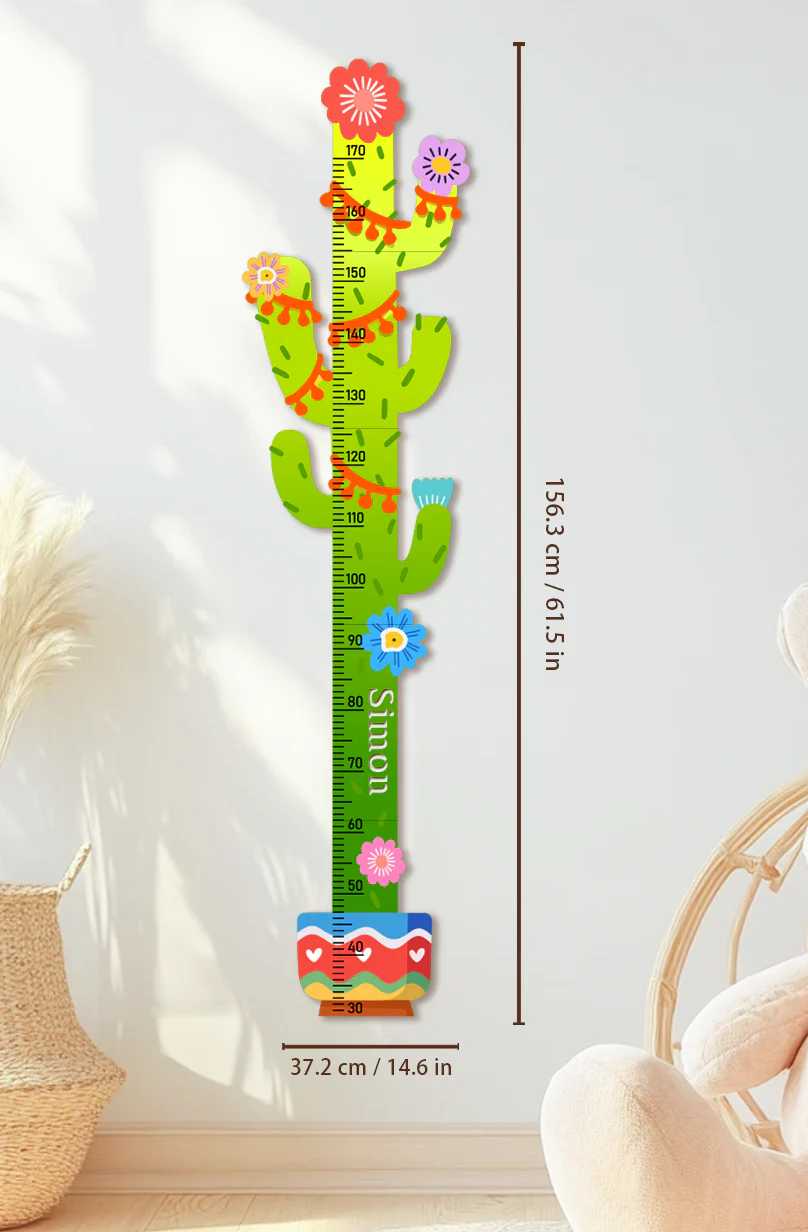 Personalized Cactus Wooden Growth Chart for Kids - Image 4