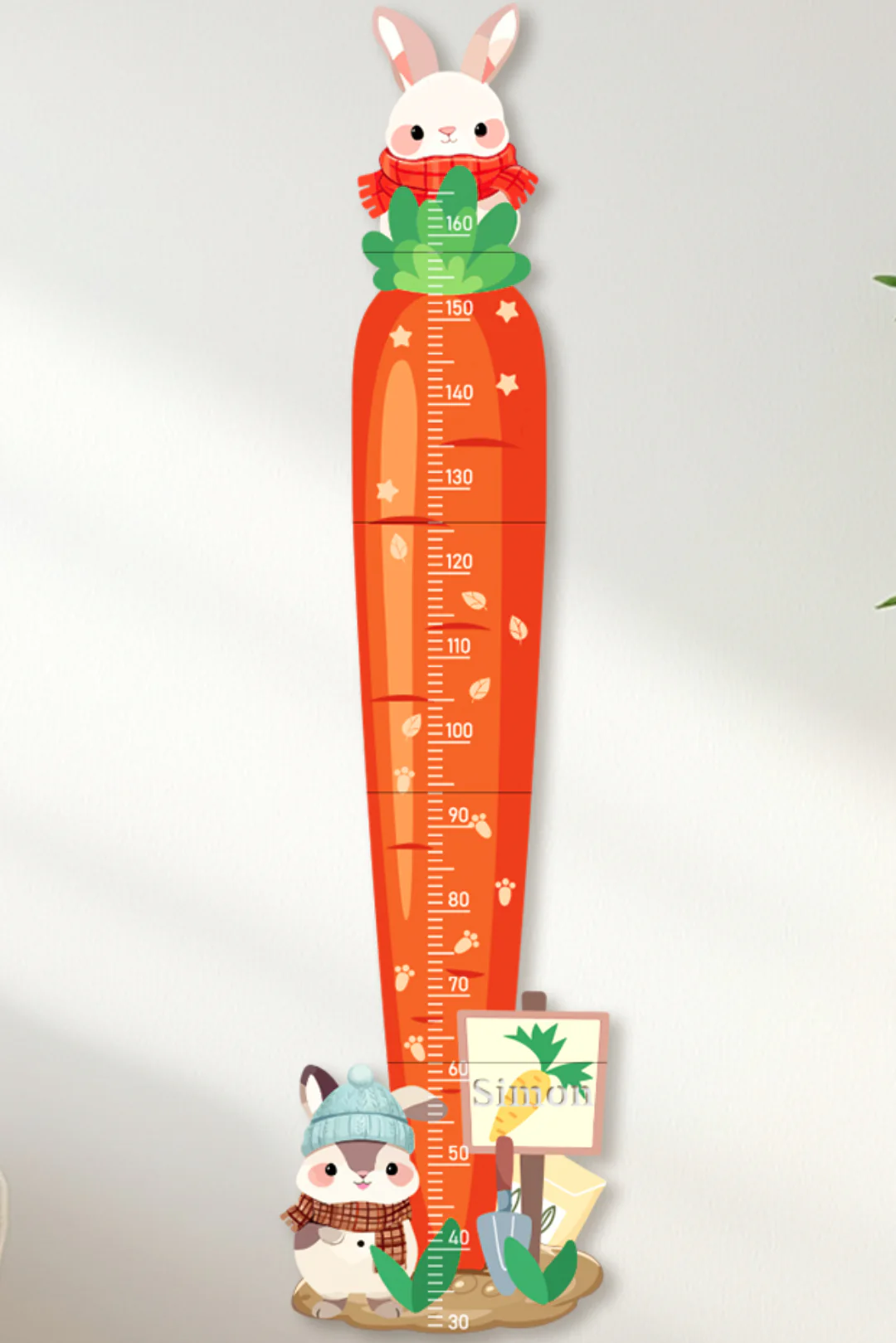 Personalized Carrot Bunny Wooden Growth Chart for Kids