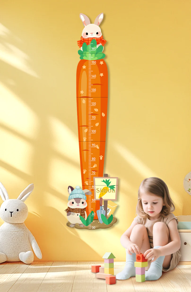 Personalized Carrot Bunny Wooden Growth Chart for Kids - Image 2