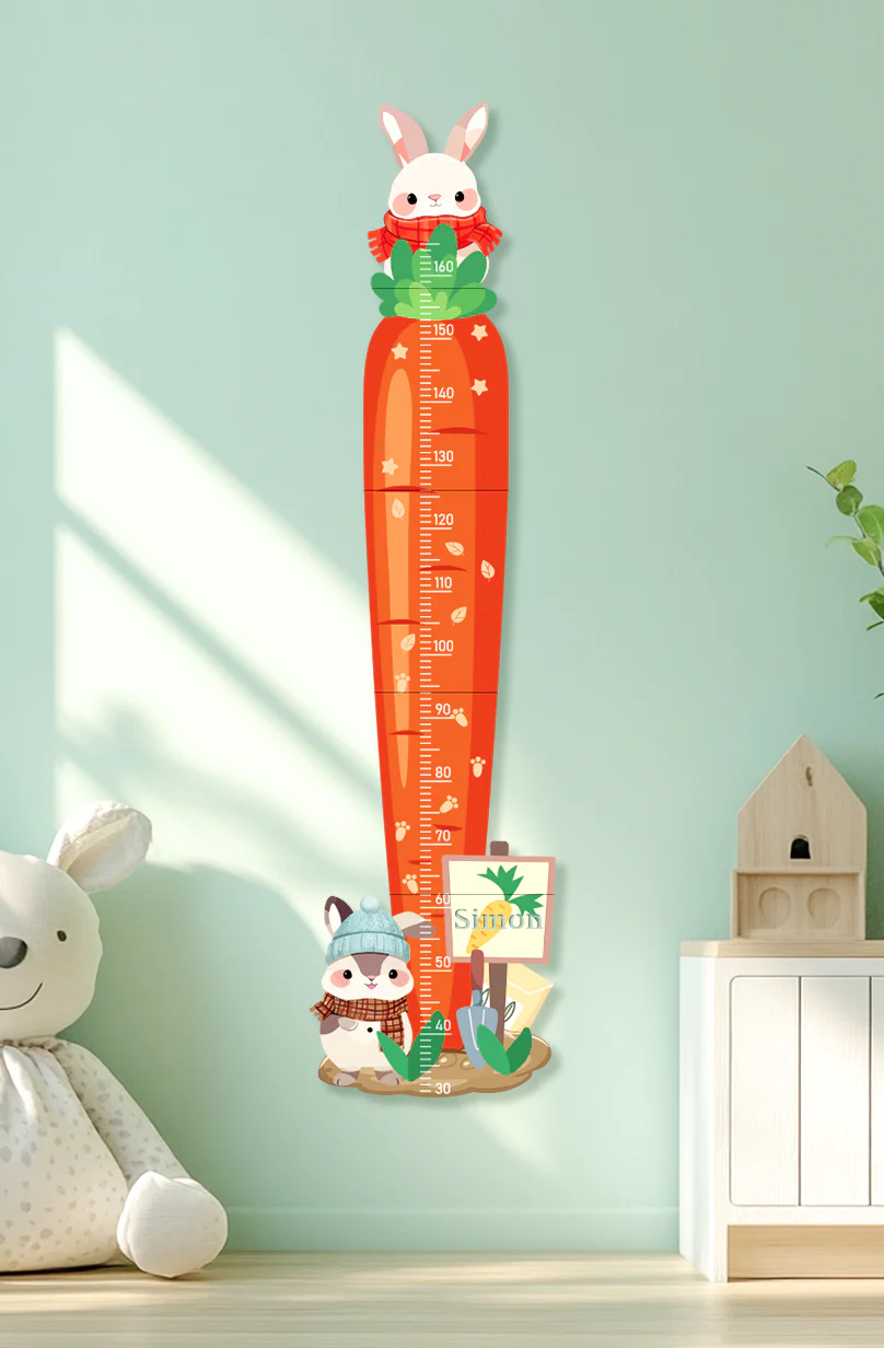 Personalized Carrot Bunny Wooden Growth Chart for Kids - Image 3