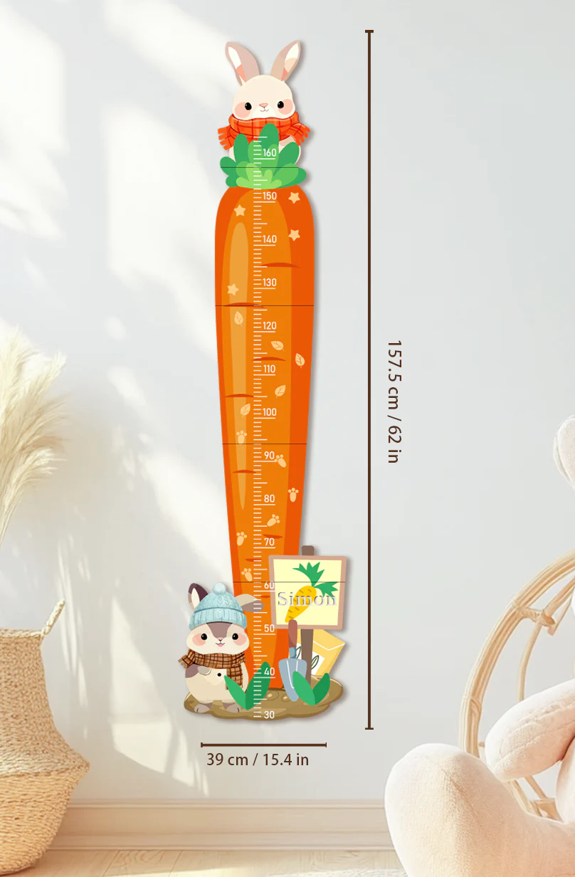 Personalized Carrot Bunny Wooden Growth Chart for Kids - Image 5