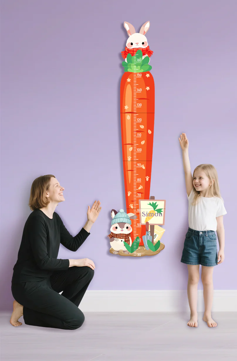 Personalized Carrot Bunny Wooden Growth Chart for Kids - Image 9