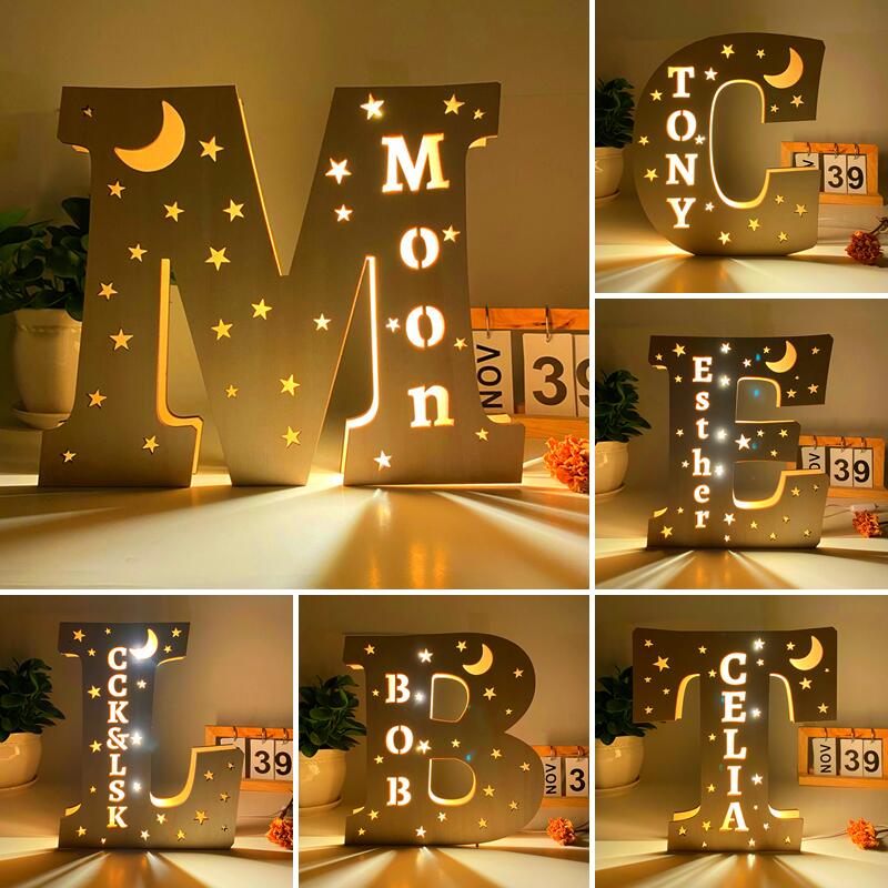 Personalized Wooden Alphabet Night Light With Name - Image 2