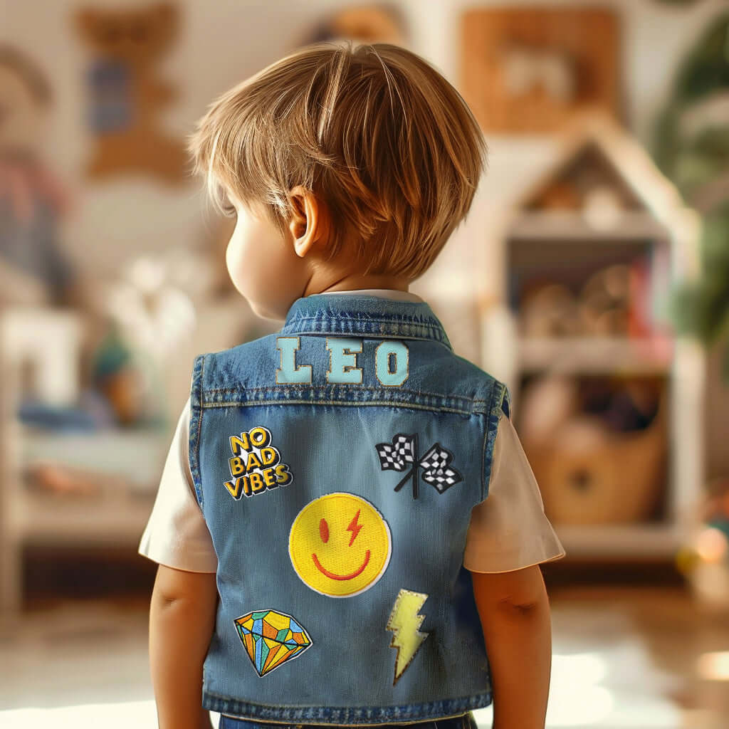 Personalized Children's Patch Denim Vest - Image 3