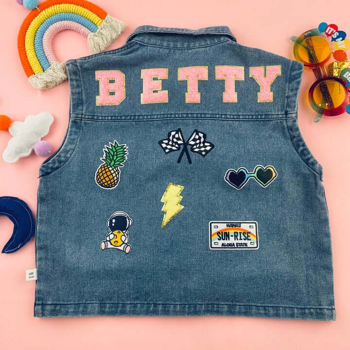 Personalized Children's Patch Denim Vest - Image 5