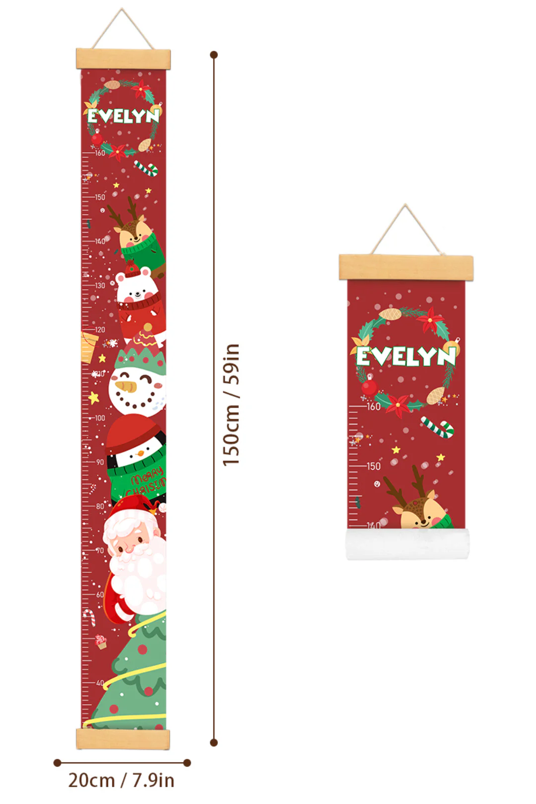 Personalized Christmas Hanging Canvas Height Ruler - Image 5