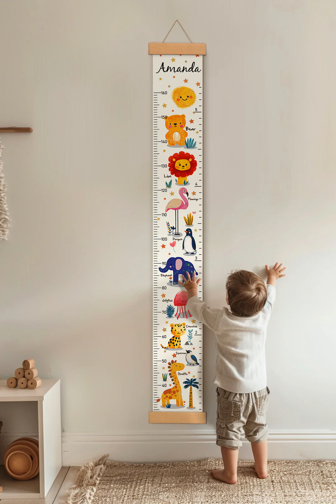 Personalized Cute Animal Hanging Canvas Height Ruler - Image 4