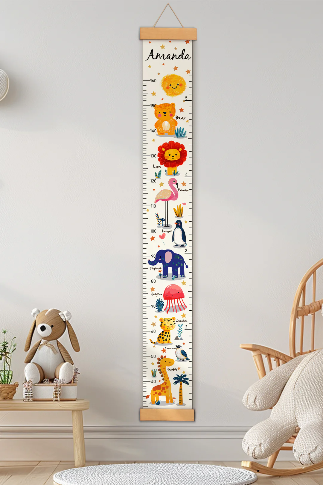 Personalized Cute Animal Hanging Canvas Height Ruler - Image 5
