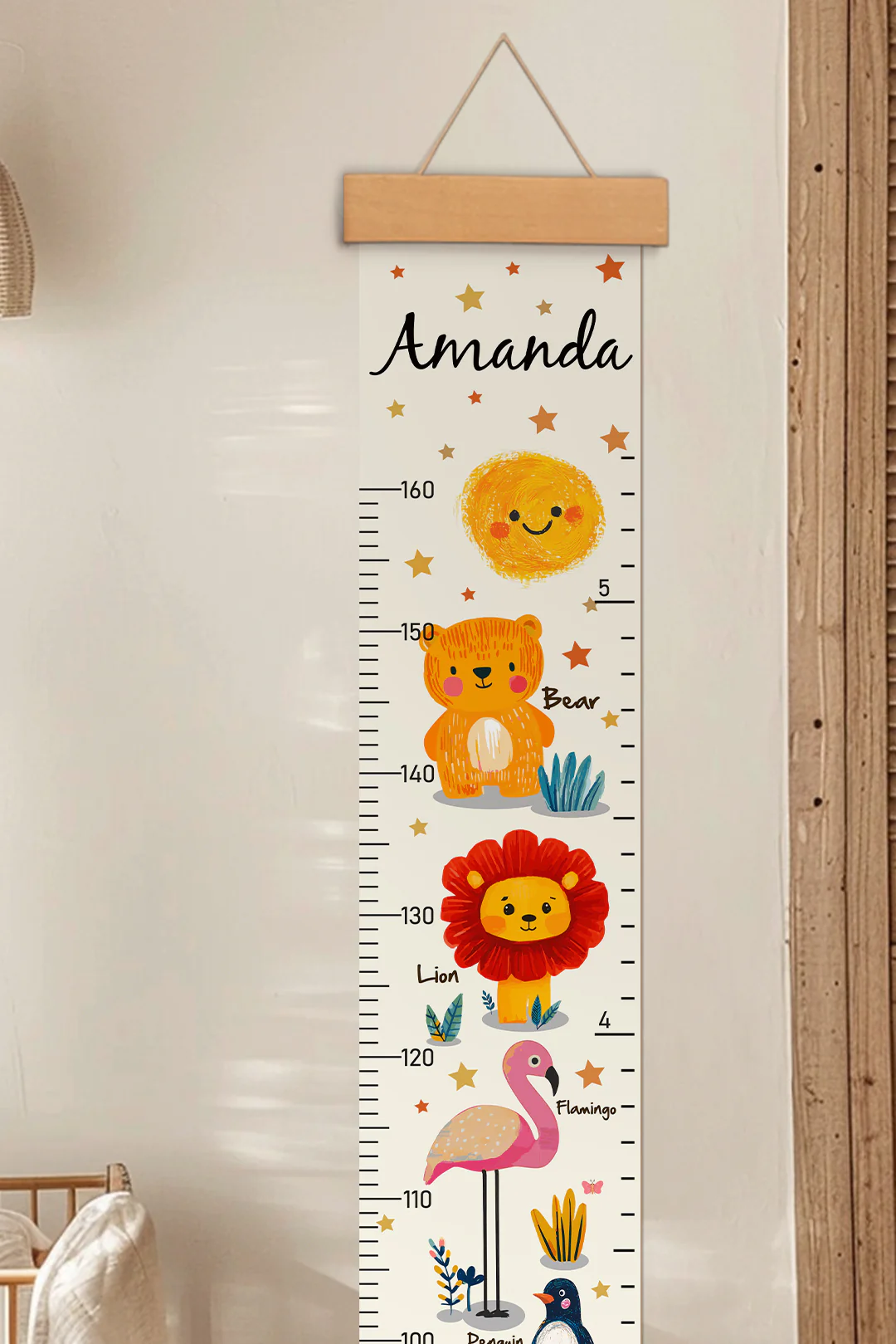 Personalized Cute Animal Hanging Canvas Height Ruler - Image 6