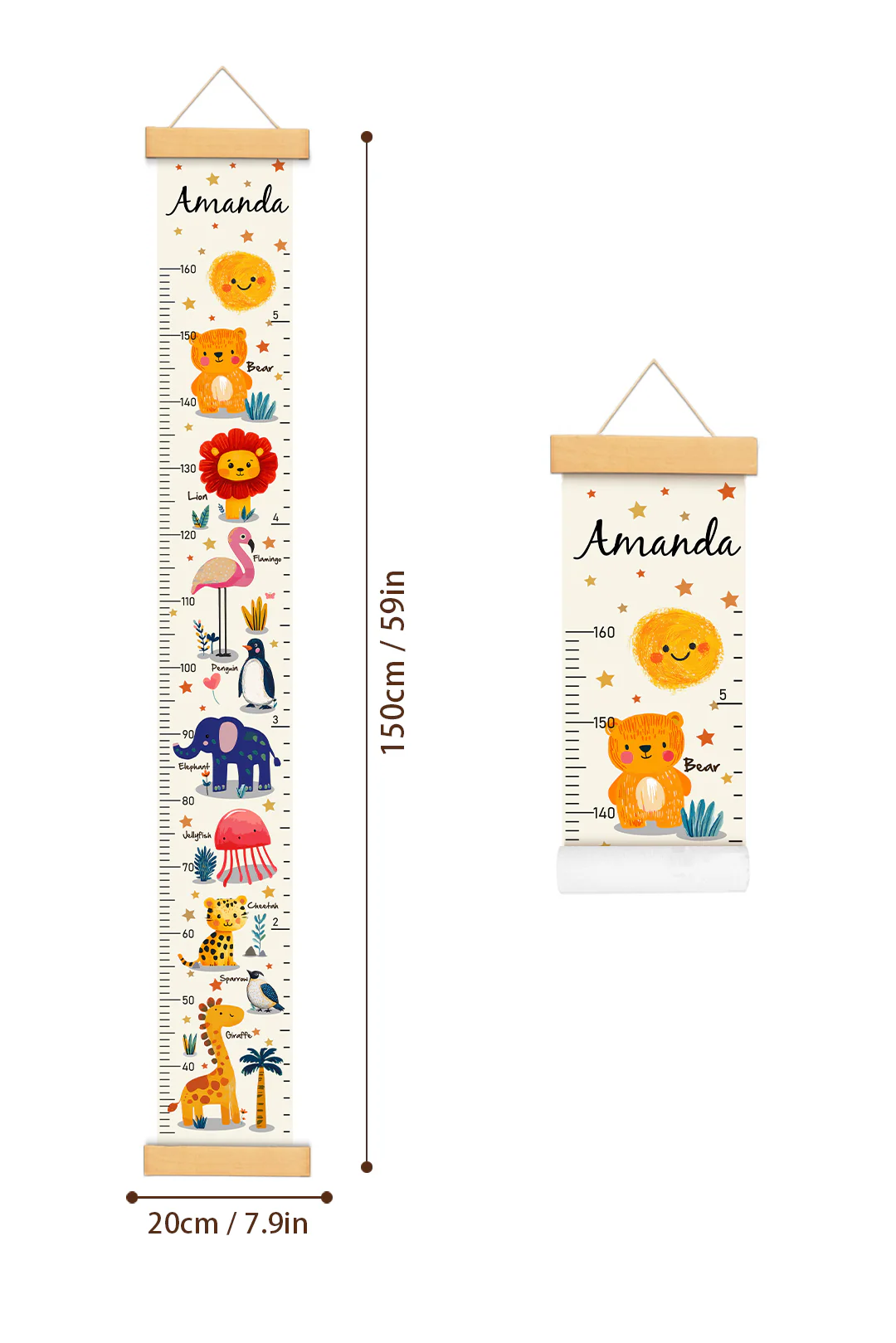 Personalized Cute Animal Hanging Canvas Height Ruler - Image 7