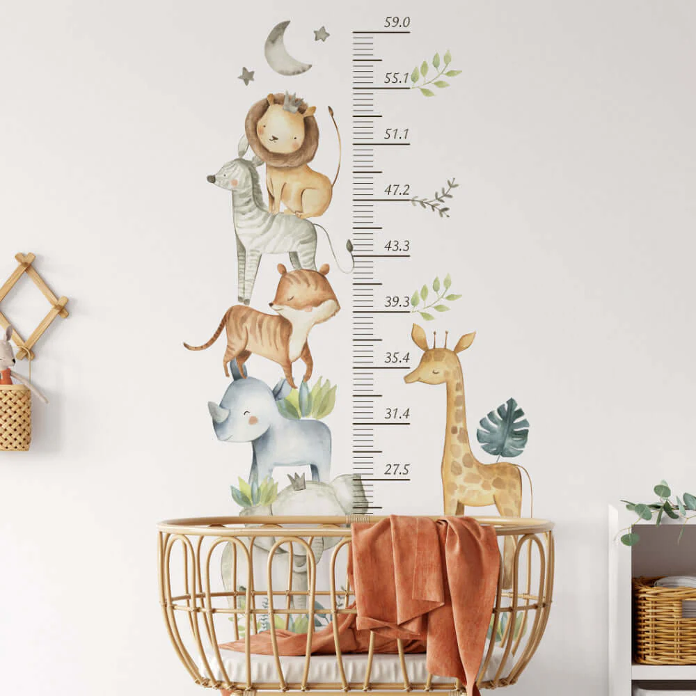 Cute Animals Growth Chart Wall Stickers - Image 3