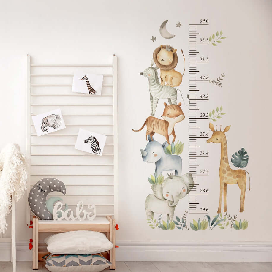Cute Animals Growth Chart Wall Stickers - Image 4