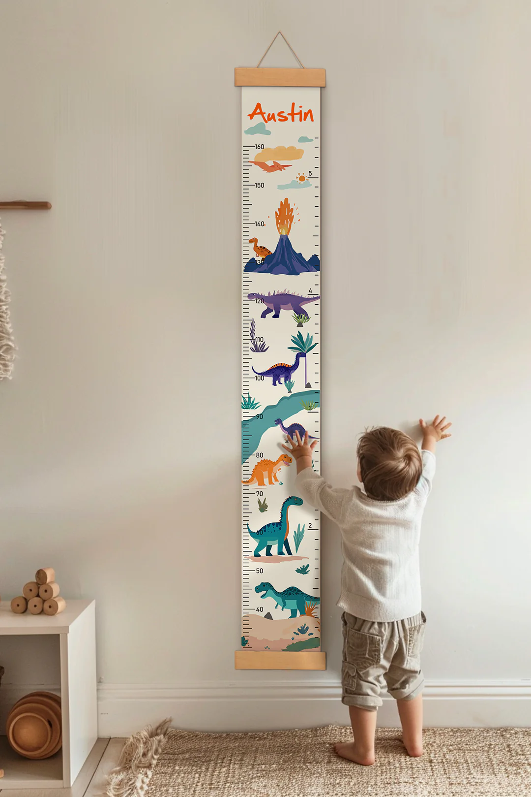 Personalized Dinosaur Adventure Hanging Canvas Height Ruler - Image 2