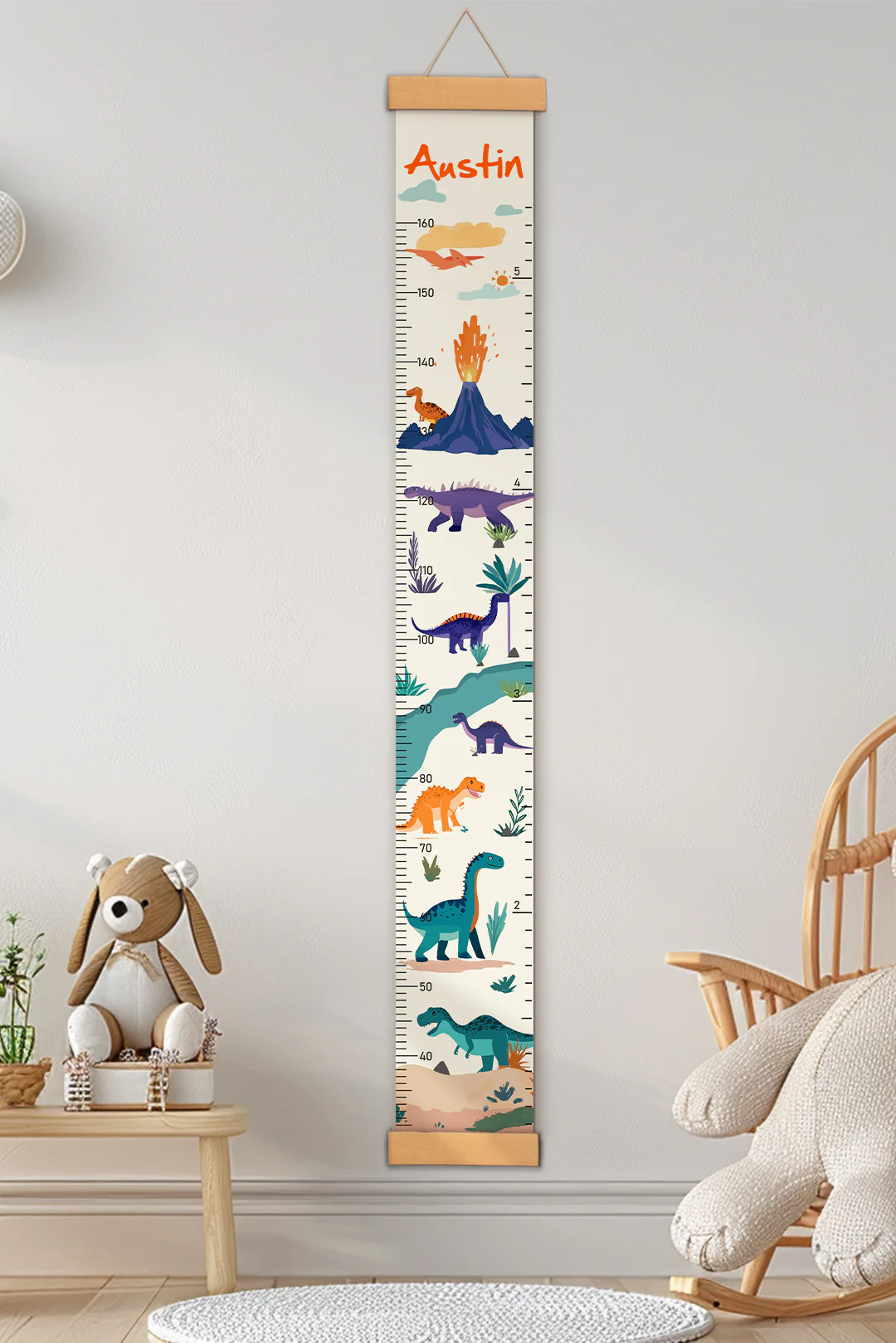 Personalized Dinosaur Adventure Hanging Canvas Height Ruler - Image 3