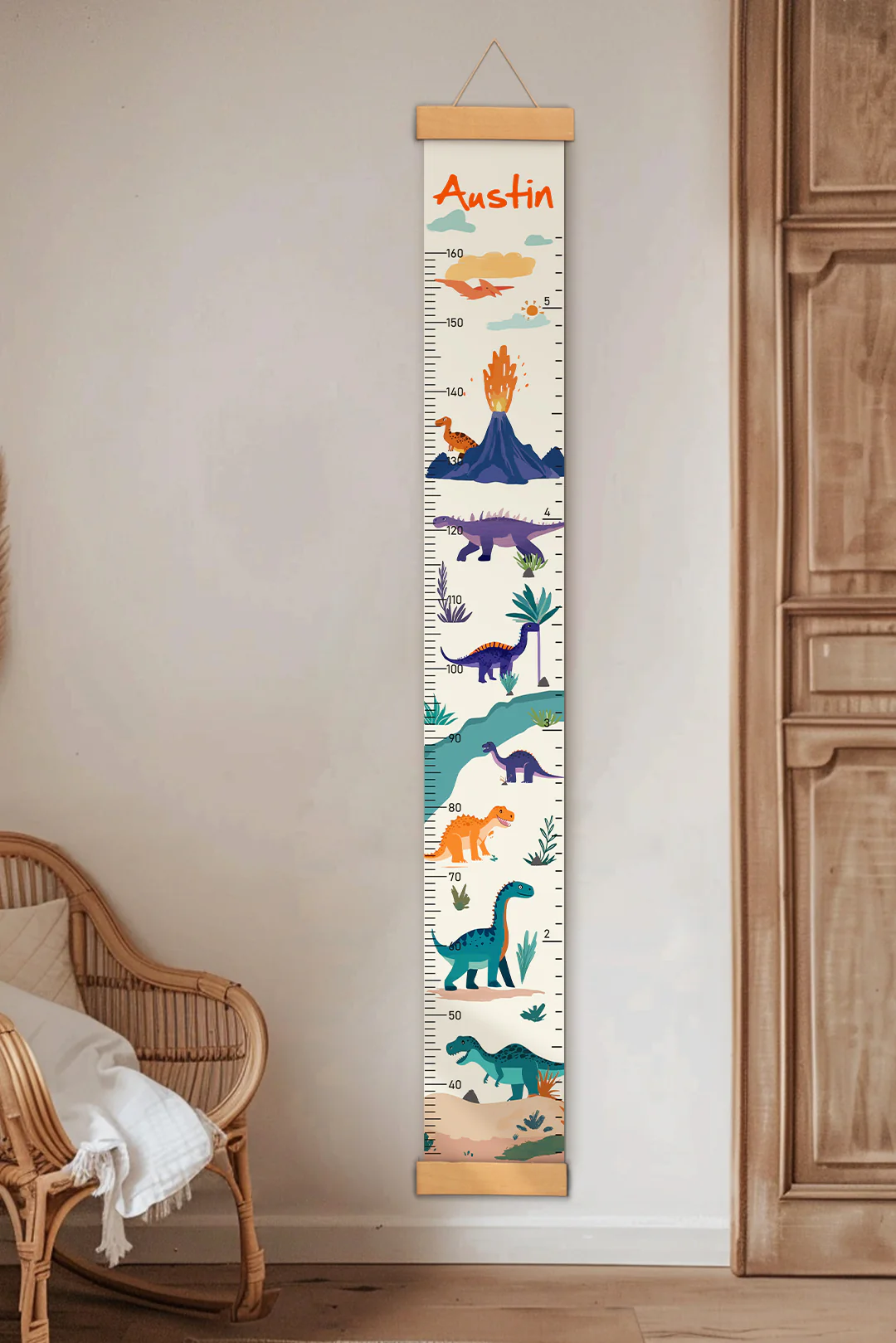Personalized Dinosaur Adventure Hanging Canvas Height Ruler - Image 4