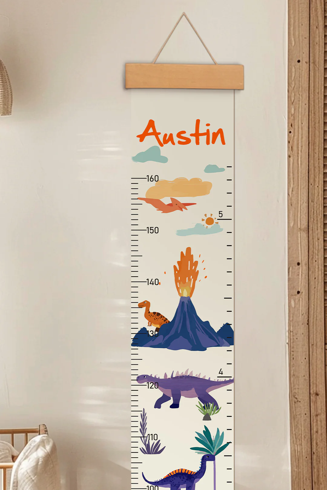 Personalized Dinosaur Adventure Hanging Canvas Height Ruler - Image 5