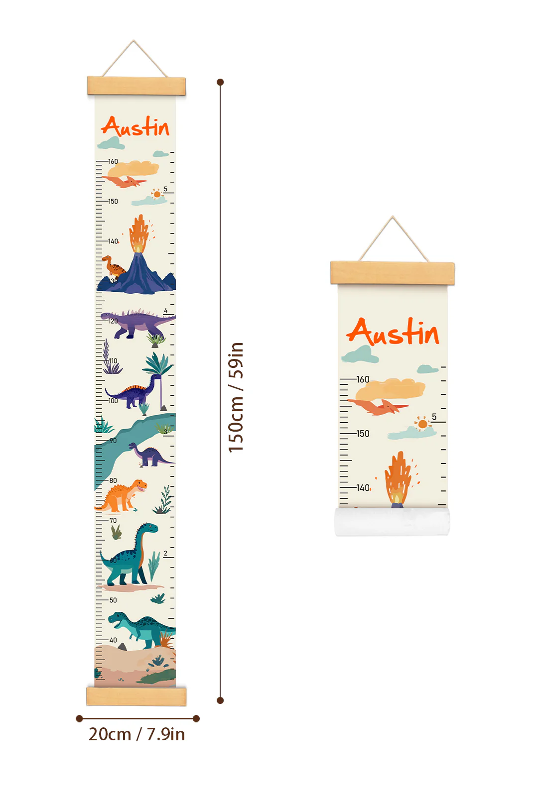 Personalized Dinosaur Adventure Hanging Canvas Height Ruler - Image 6