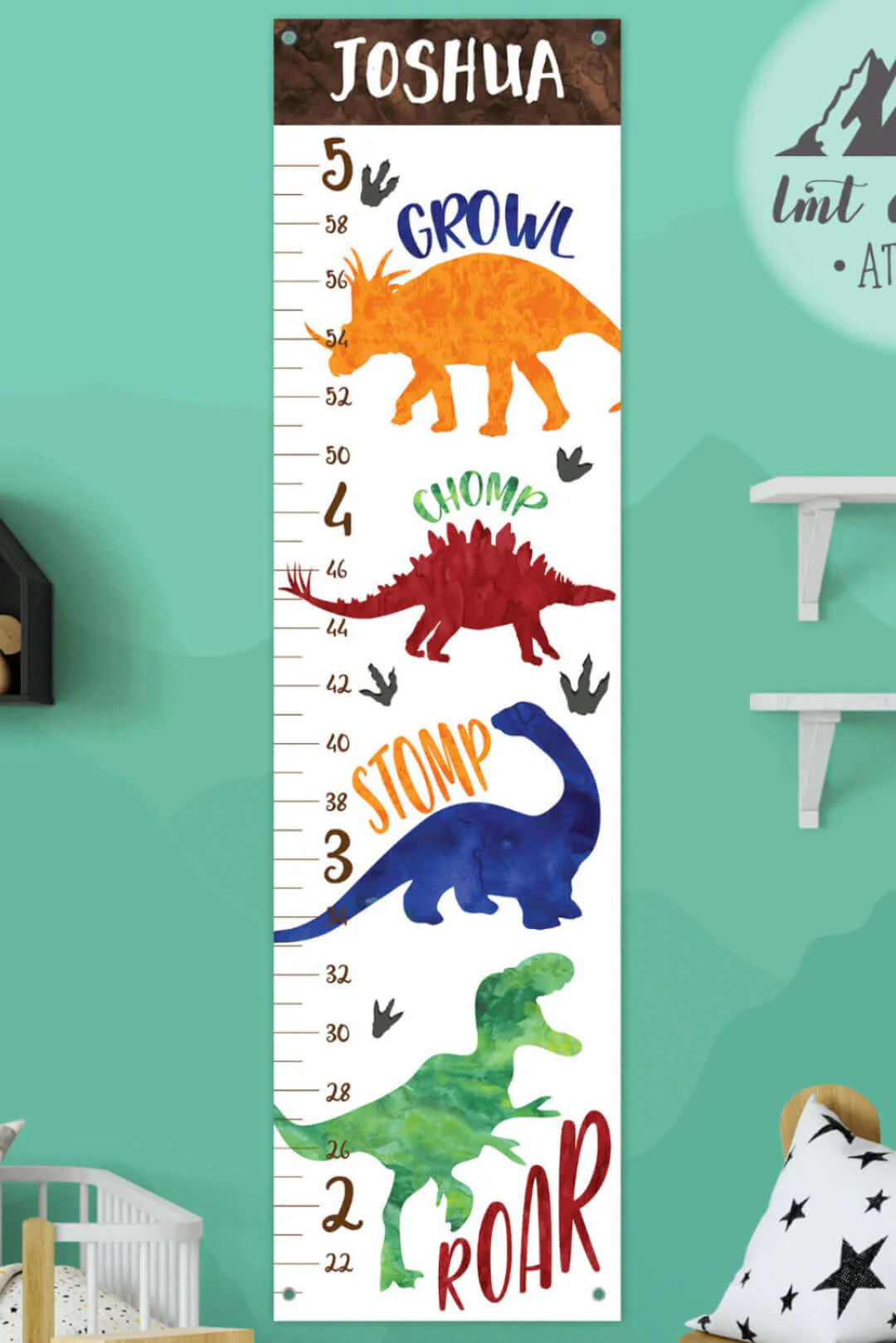 Personalized Dinosaur Hanging Canvas Height Ruler - Image 2