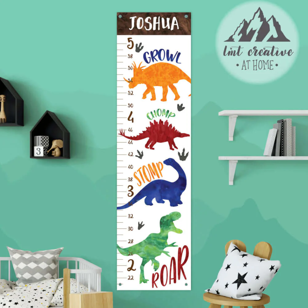Personalized Dinosaur Hanging Canvas Height Ruler - Image 4